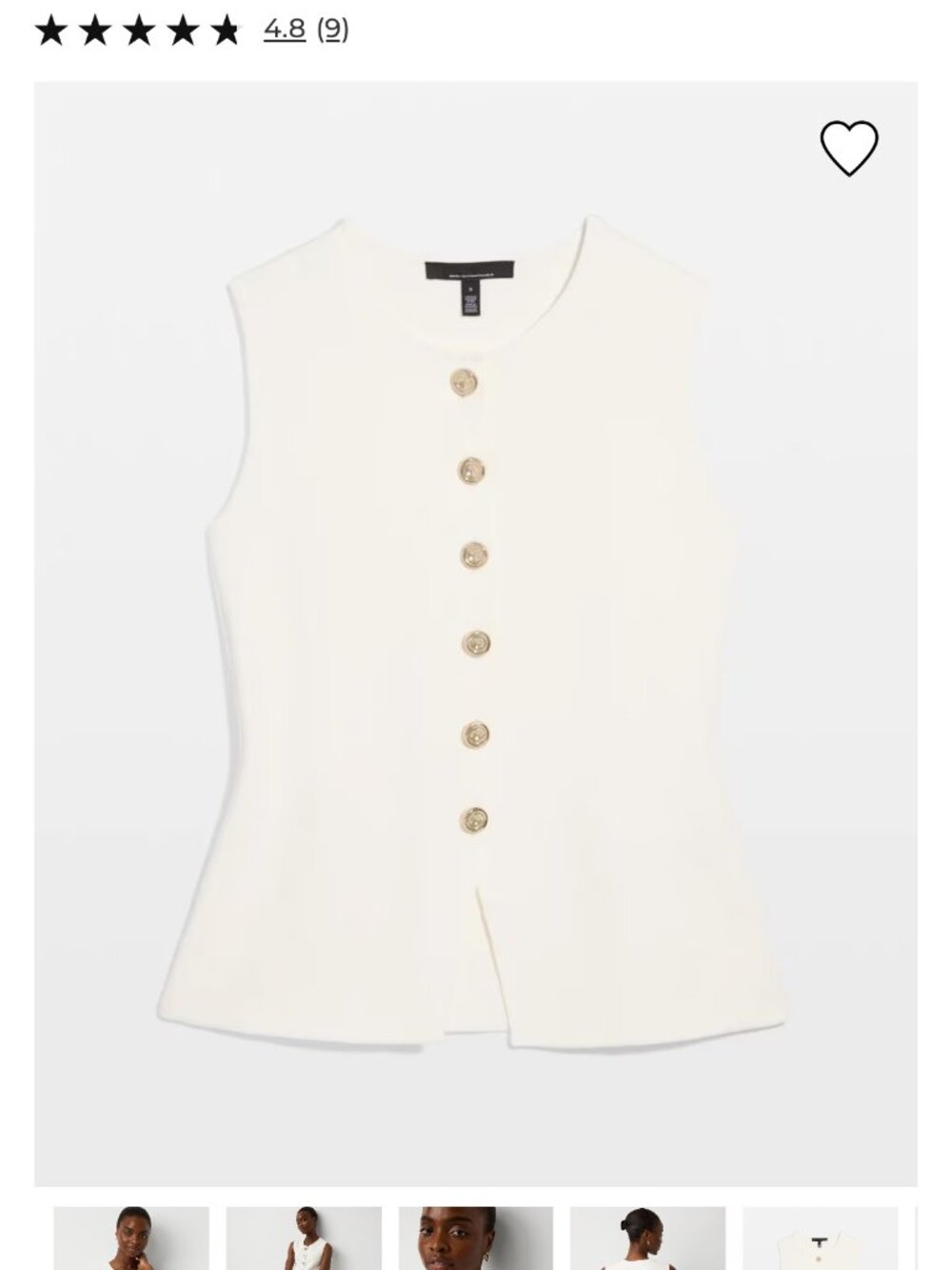 nwt WHITE HOUSE BLACK MARKET longline button vest m ecru